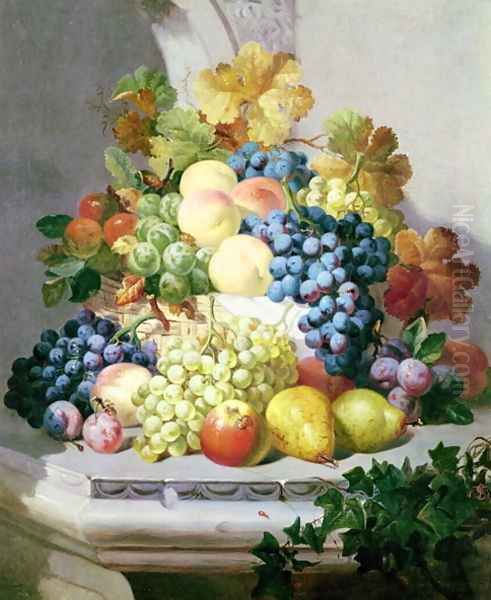 Still life with grapes and pears Oil Painting by Eloise Harriet Stannard