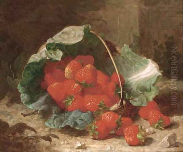 A basket of strawberries Oil Painting by Eloise Harriet Stannard