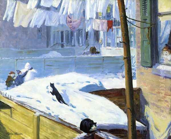 Backyards, Greenwich Village Oil Painting by John Sloan