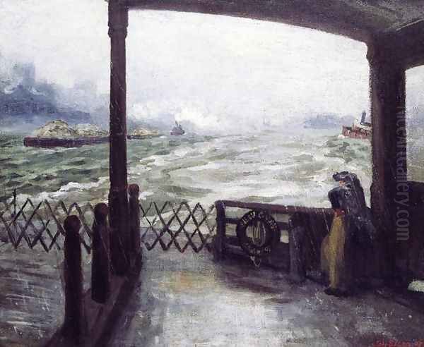 Wake of the Ferry Oil Painting by John Sloan