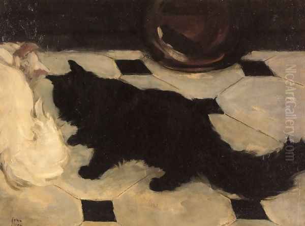 Green's Cat Oil Painting by John Sloan