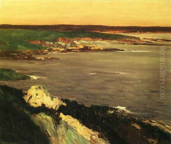 The Lookout - Green and Orange Cliffs, Gloucester Oil Painting by John Sloan