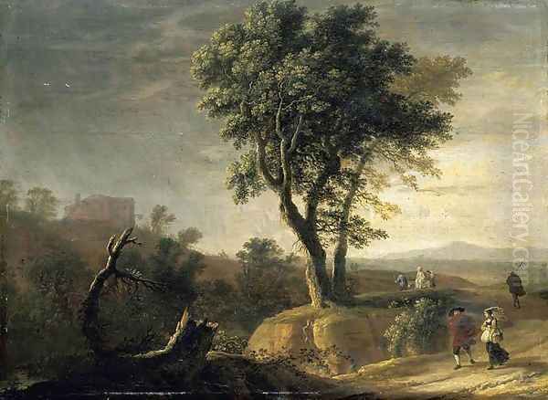 An Italianate Landscape 1649 Oil Painting by Herman Van Swanevelt