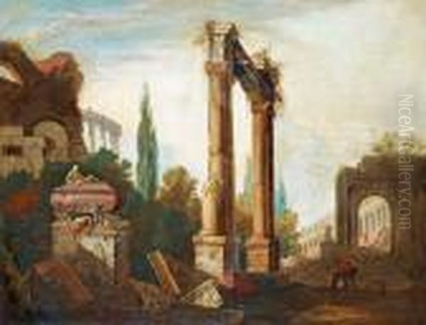 Landscape With Ruins Oil Painting by Marco Ricci