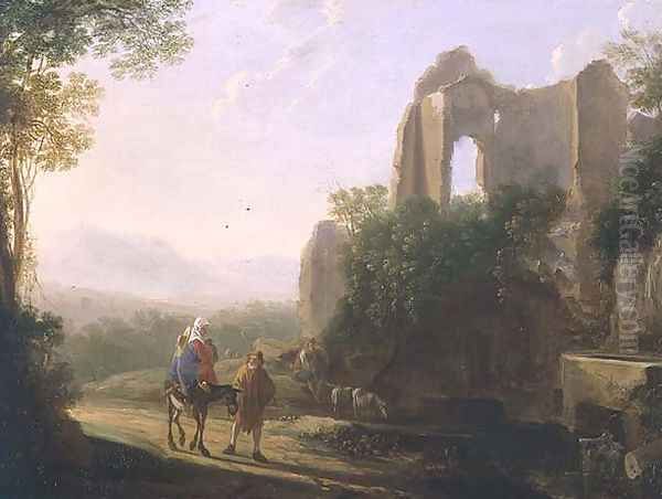 The Flight into Egypt Oil Painting by Herman Van Swanevelt