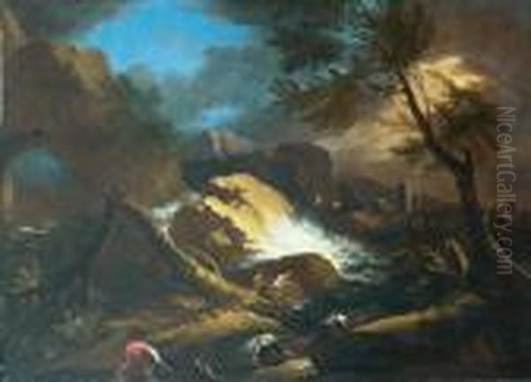 Paysage Aux Grands Arbres Oil Painting by Marco Ricci