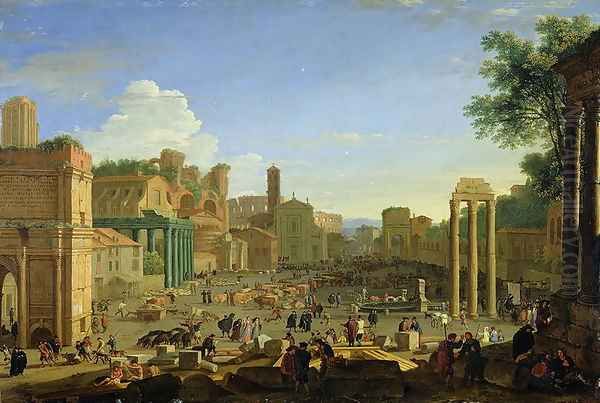 View of the Campo Vaccino in Rome, c.1631 Oil Painting by Herman Van Swanevelt