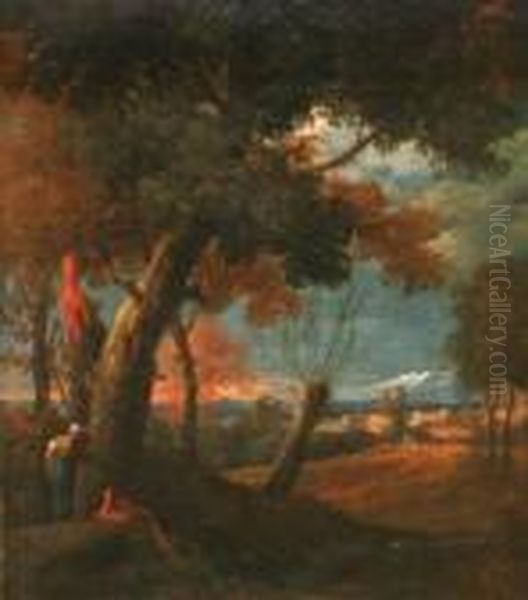 Rocci An Italianate Landscape With Figures Oil Painting by Marco Ricci