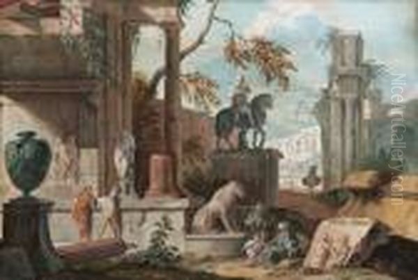 Capriccio Con Rovine Classiche Oil Painting by Marco Ricci