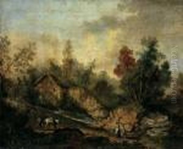 Umkreis Berglandschaft Mit 
Wassermuhle. Ol Auf Leinwand, Auf Holz Aufgezogen. H 62; B 75 Cm Oil Painting by Marco Ricci