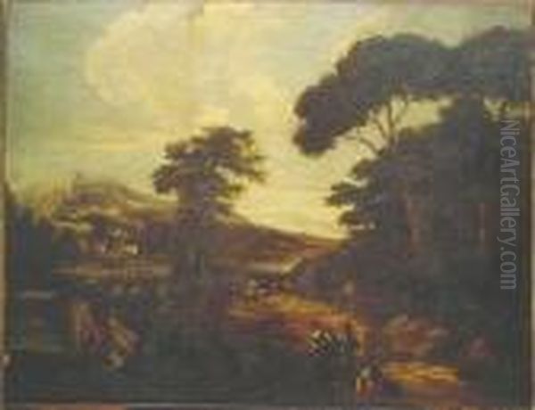 Landscape With Travelers Oil Painting by Marco Ricci