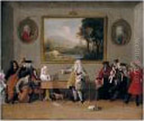 An Opera Rehearsal Oil Painting by Marco Ricci