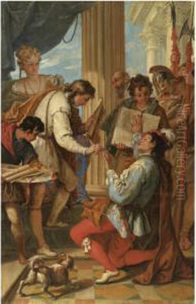 The Investiture Of Marco Corner As Count Of Zara In 1344 Oil Painting by Sebastiano Ricci