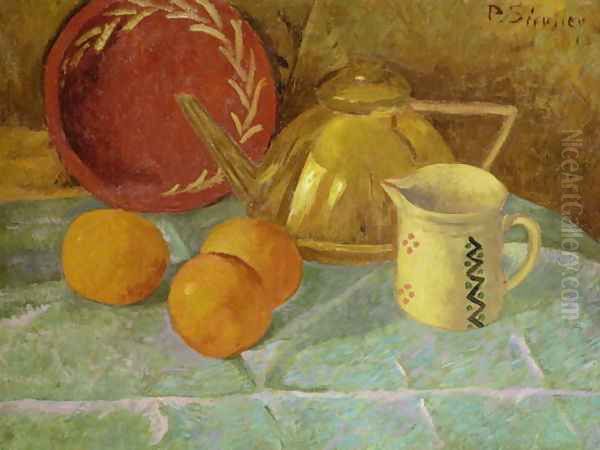 Still Life with Fruit and a Pitcher or Synchronization in Yellow, 1913 Oil Painting by Paul Serusier