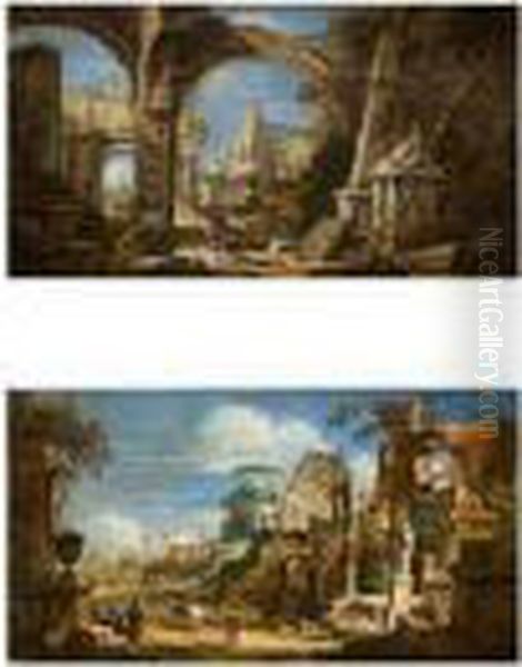 Paysages Aux Ruines Antiques Oil Painting by Sebastiano Ricci