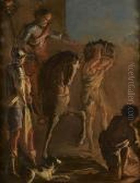 Cavaliers Pres D'un Feu Dans Un Campement Oil Painting by Sebastiano Ricci