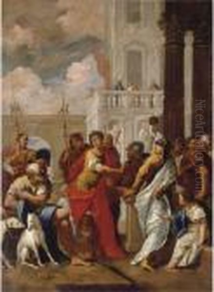 The Head Of Pompey Delivered To Caesar Oil Painting by Sebastiano Ricci