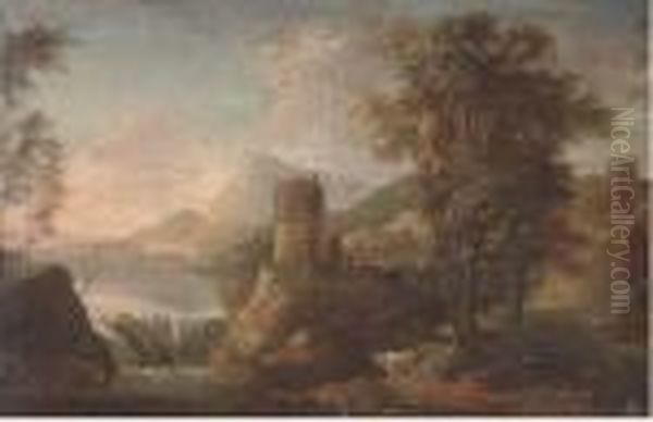 A Landscape With Figures Oil Painting by Sebastiano Ricci