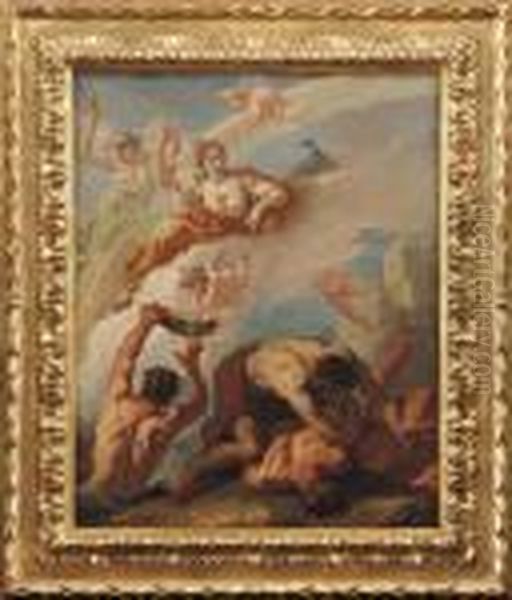 Taumante Punisce Un Satiro Oil Painting by Sebastiano Ricci