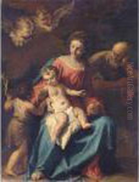 The Holy Family With The Infant Saint John The Baptist Oil Painting by Sebastiano Ricci