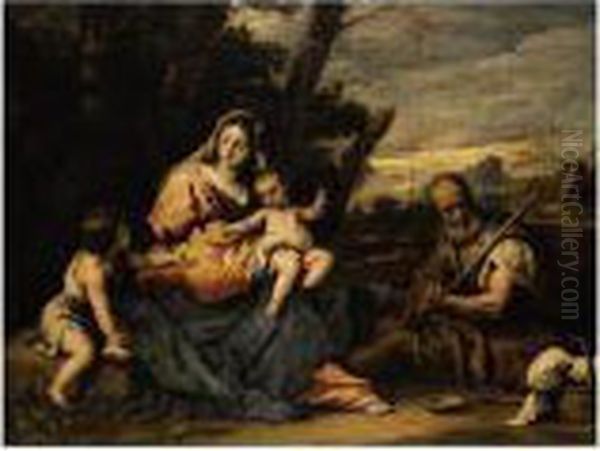 The Holy Family With The Infant Saint John The Baptist In A Landscape Oil Painting by Sebastiano Ricci