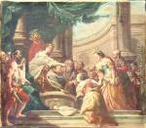 The Judgment Of Solomon Oil Painting by Sebastiano Ricci