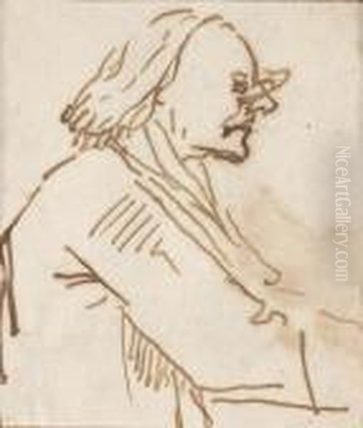 Caricature Of A Scholar, Bust-length, In Profile To The Right Oil Painting by Sebastiano Ricci