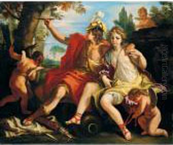 Angelica And Medoro Oil Painting by Sebastiano Ricci