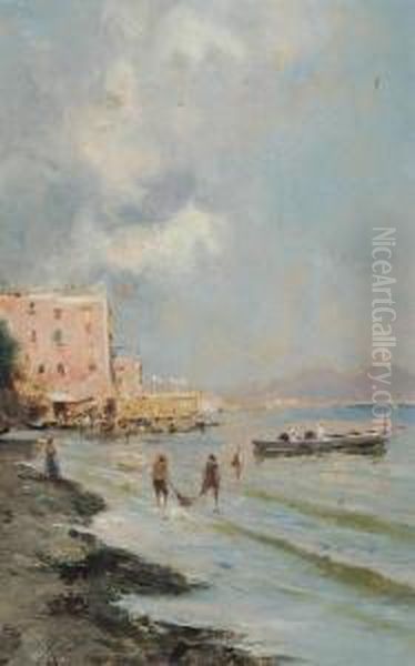 On The Neapolitan Coast Oil Painting by Oscar Ricciardi