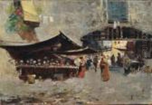 Giorno Di Mercato Oil Painting by Oscar Ricciardi