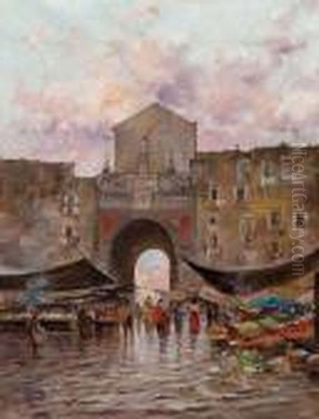 Mercato Di Porta Capuana Oil Painting by Oscar Ricciardi