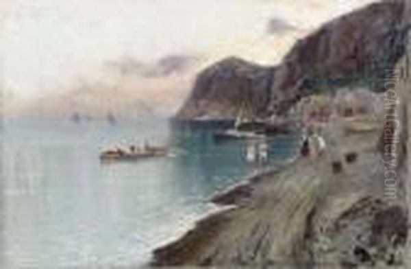 Marina Grande A Capri Oil Painting by Oscar Ricciardi