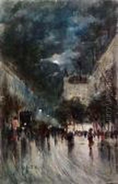 Notturno A Parigi Oil Painting by Oscar Ricciardi