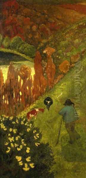 Shepherd in the Valley of Chateauneuf Oil Painting by Paul Serusier