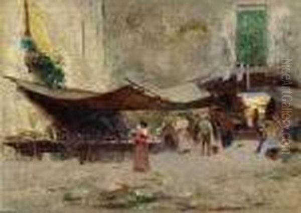 Neapolitanischer Gemusemarkt Oil Painting by Oscar Ricciardi