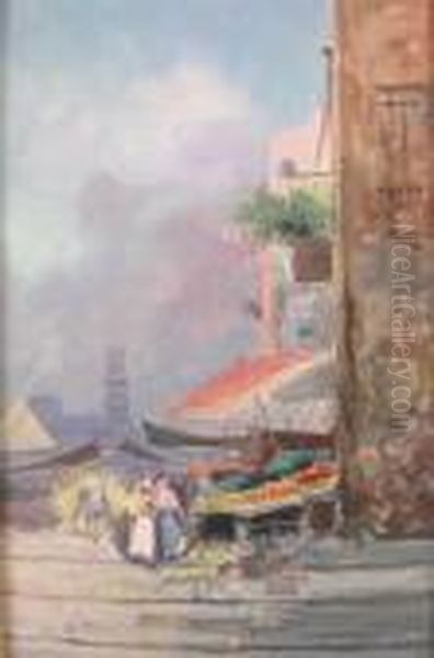 ''scorcio Di Porto Conmercato''. Oil Painting by Oscar Ricciardi