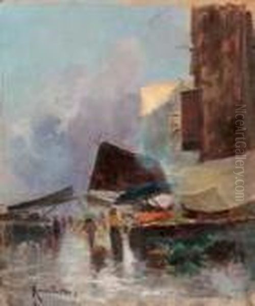 Mercato A Napoli Oil Painting by Oscar Ricciardi