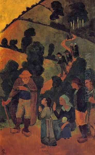 Bretons on a Path Oil Painting by Paul Serusier