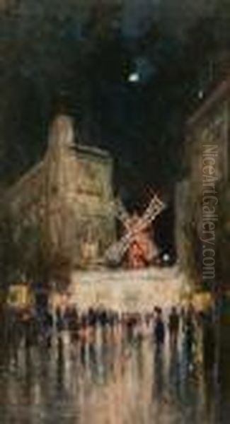 Parigi - Moulin Rouge Oil Painting by Oscar Ricciardi