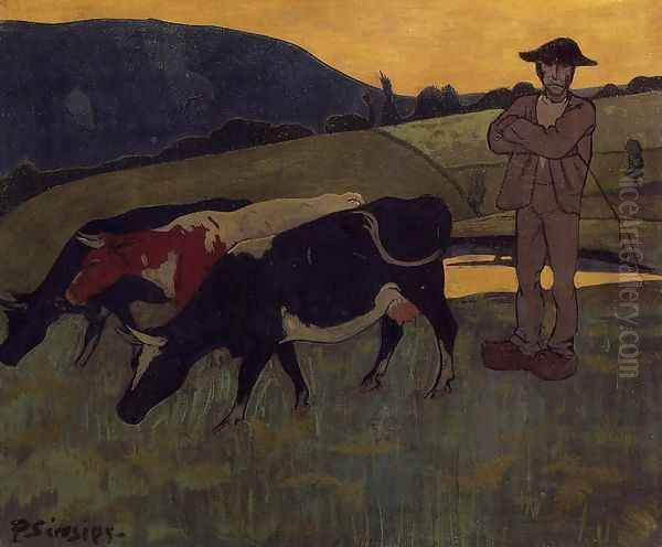 Peasant with Three Crows Oil Painting by Paul Serusier