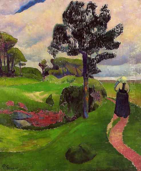 Mother and Child on a Breton Landscape Oil Painting by Paul Serusier