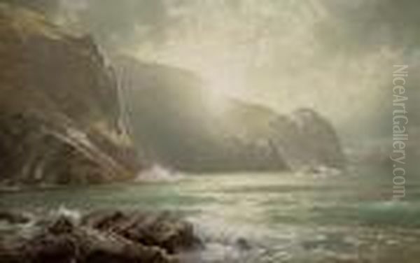 Cornish Coastline Oil Painting by William Trost Richards