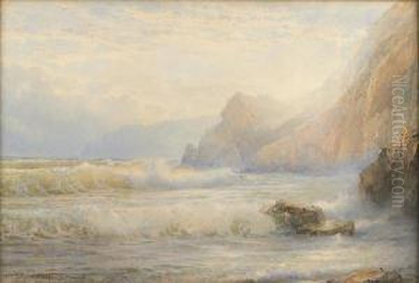 Crashing Waves Oil Painting by William Trost Richards