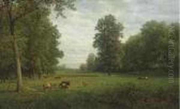 Cows In A Pasture Oil Painting by William Trost Richards