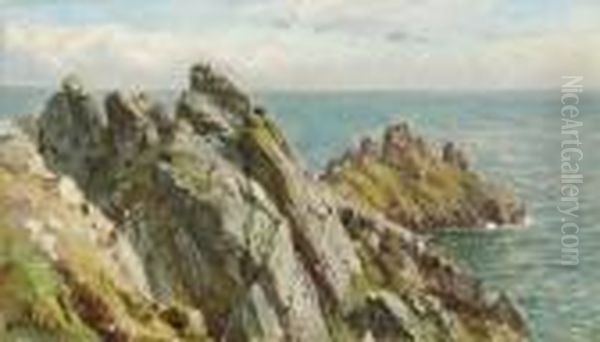 Isle Of Guernsey, Cliffs Oil Painting by William Trost Richards