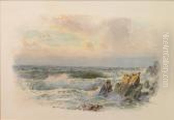 Seascape; Cornish Coast Oil Painting by William Trost Richards