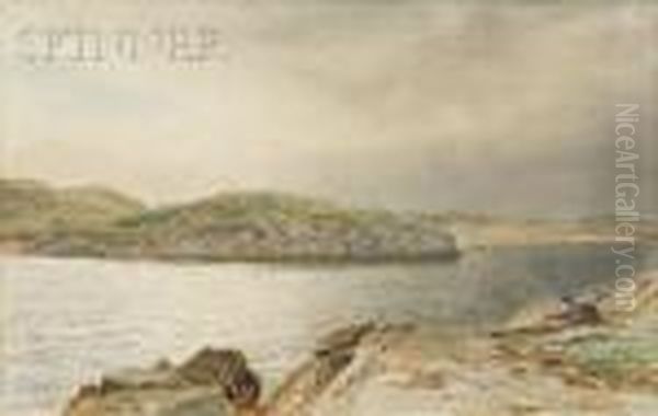 Coastal View, Possibly A Rhode Island Landscape Oil Painting by William Trost Richards