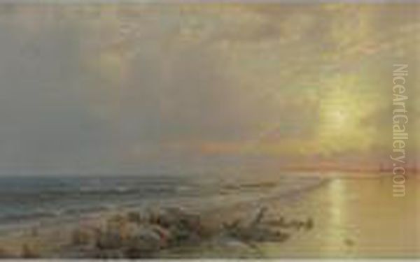 Sunset On The New Jersey Coast Oil Painting by William Trost Richards