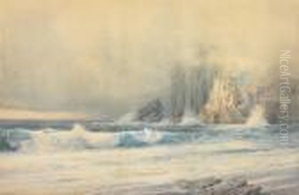 A Rocky Coast Oil Painting by William Trost Richards