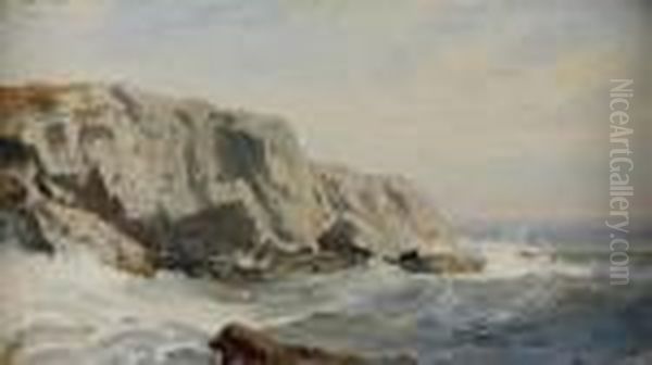 American, - Gray Cliff,conanicut, Rhode Island Oil Painting by William Trost Richards